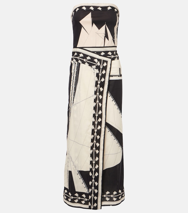 Printed strapless midi dress | Johanna Ortiz