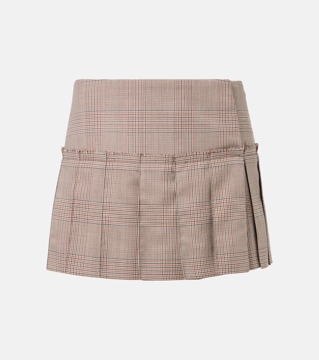 Heritage Check pleated wool miniskirt | McQueen