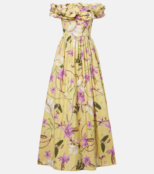 Espliego floral cotton poplin maxi dress | Agua by Agua Bendita