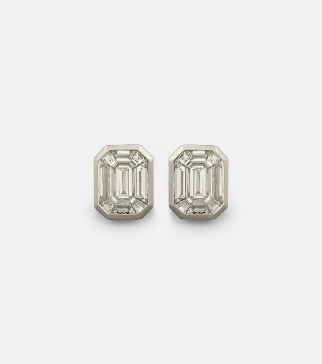 Illusion 18kt white gold earrings with diamonds | Shay Jewelry