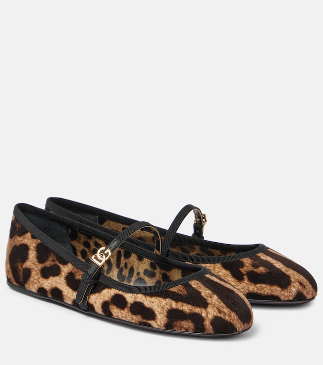 Vally leopard-print velvet Mary Jane flats | Dolce&Gabbana