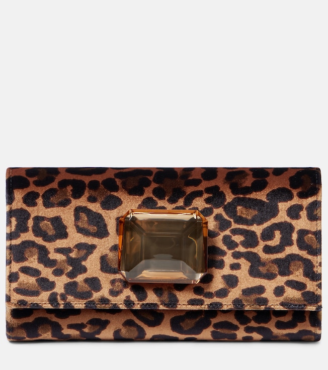 Jaipur Mini leopard-print velvet clutch | Gianvito Rossi