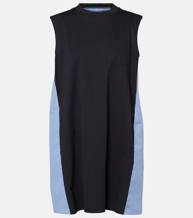 Striped cotton poplin and jersey minidress | Sacai
