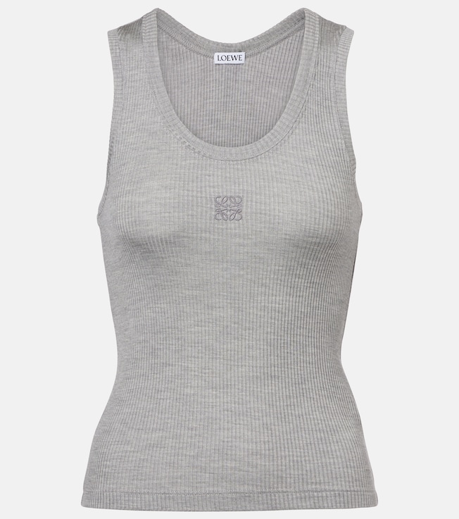 Anagram ribbed-knit silk tank top | Loewe