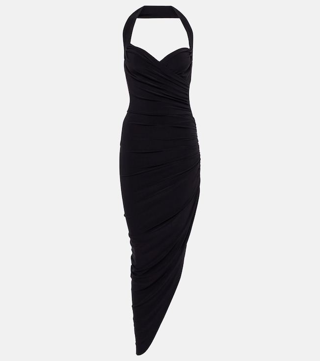 Cayla halterneck ruched midi dress | Norma Kamali
