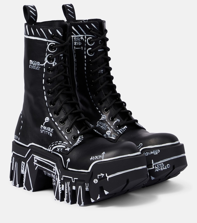 Bulldozer lace-up leather ankle boots | Balenciaga