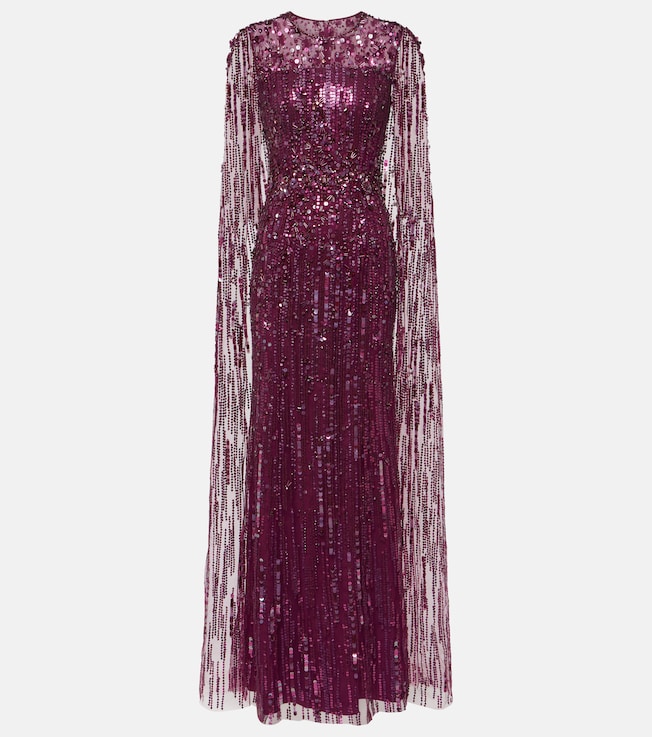 Ruby caped sequined gown | Jenny Packham