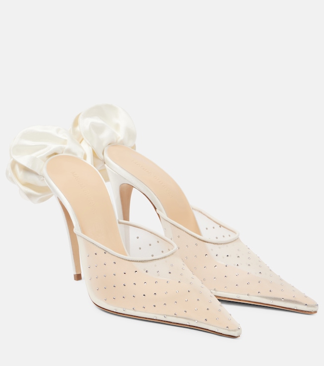 Floral-appliqué embellished mesh mules | Magda Butrym