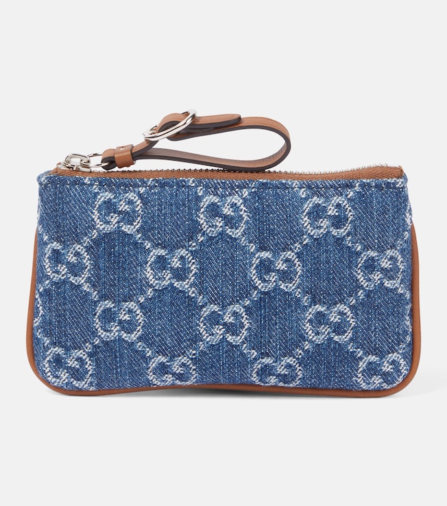 GG leather-trimmed denim wallet | Gucci