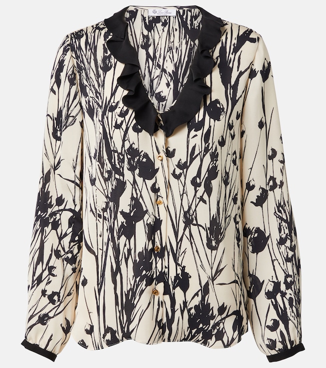 Samantha floral ruffled silk blouse | Loro Piana