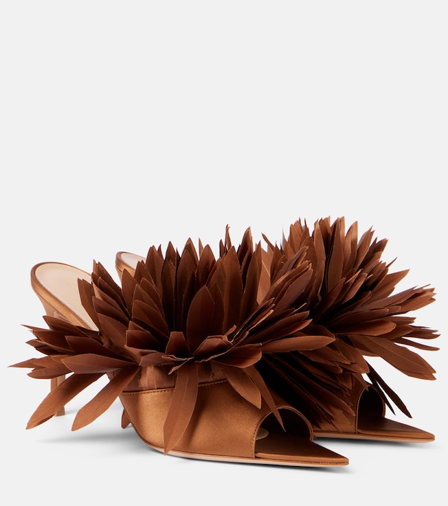Daniah 85 appliqué crêpe satin mules | Gianvito Rossi