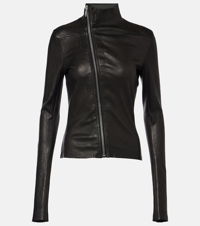 Gary asymmetric leather and cotton jacket | Rick Owens