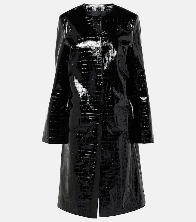 Croc-effect embossed leather coat | Toteme