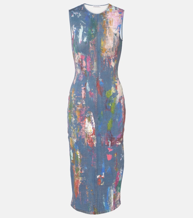 Enka printed cotton-blend midi dress | Acne Studios