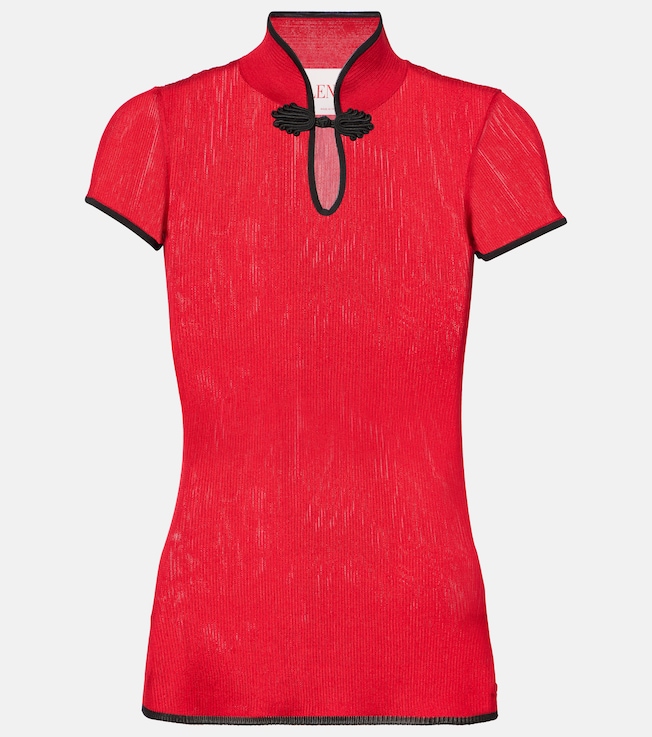 Ribbed-knit silk lamé top | Valentino