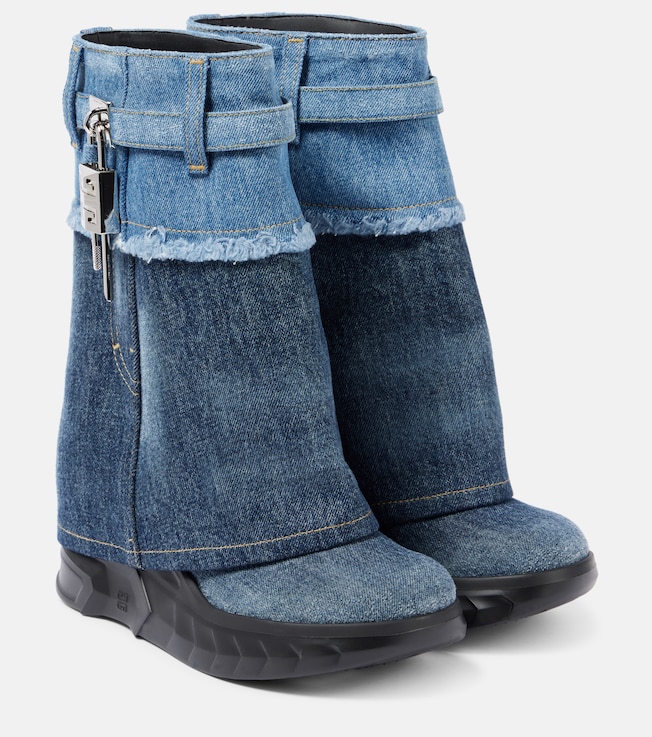 Shark Lock Biker denim ankle boots | Givenchy