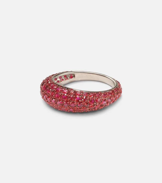 Disco 18kt white gold ring with ruby and diamonds  | Kamyen