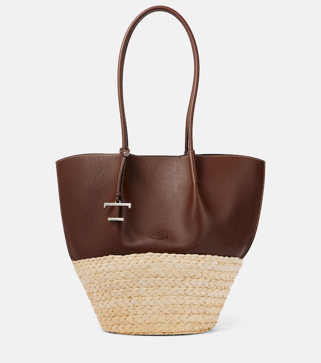 Leather and straw shopper | Tod's