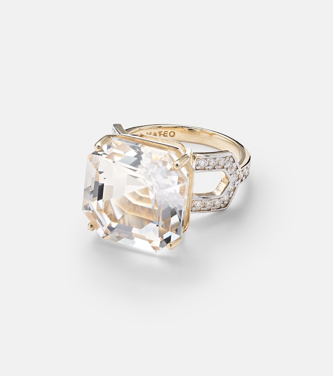 14kt gold ring with topaz and diamonds | Mateo