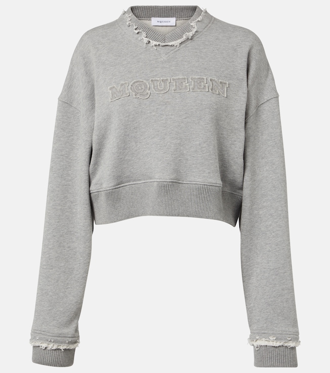 Logo cropped cotton sweatshirt | McQueen