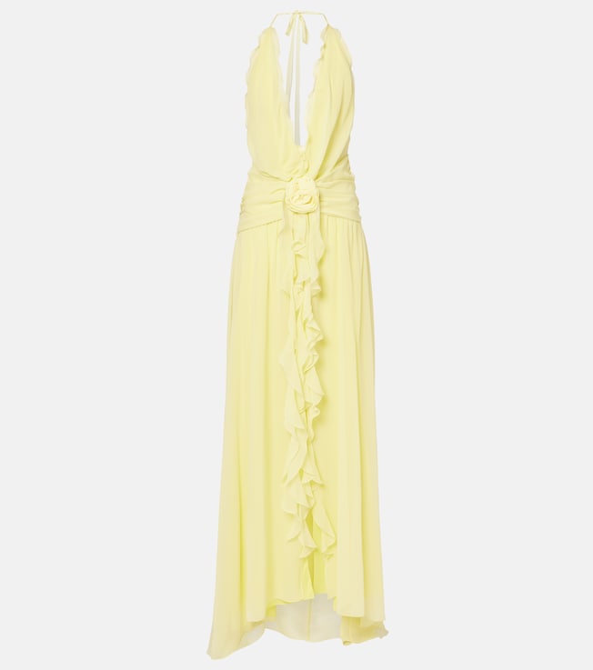 Halterneck silk georgette maxi dress | Blumarine