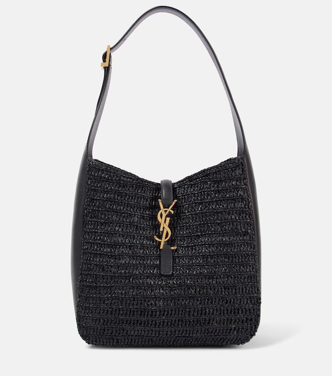 Le 5 à 7 Supple Small raffia shoulder bag | Saint Laurent