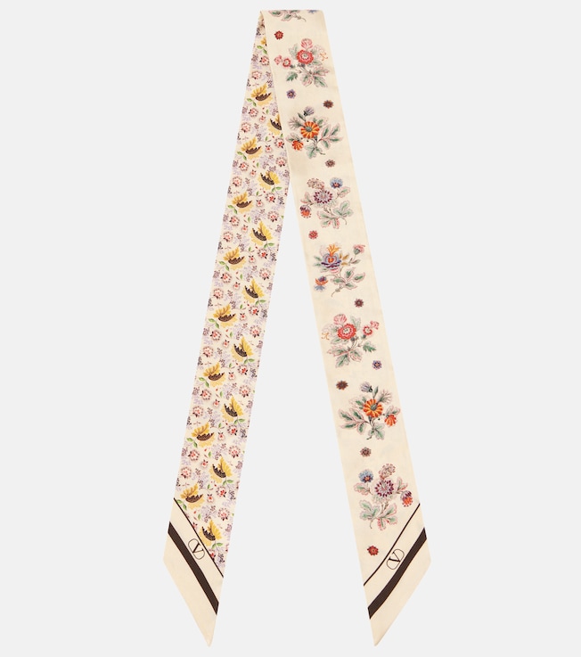 Floral silk twill scarf | Valentino