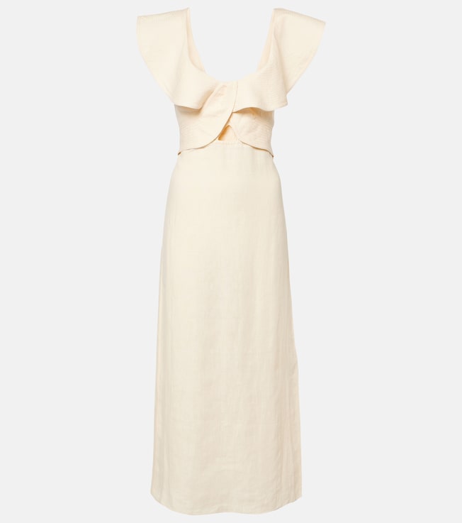 Ruffled linen midi dress | Johanna Ortiz