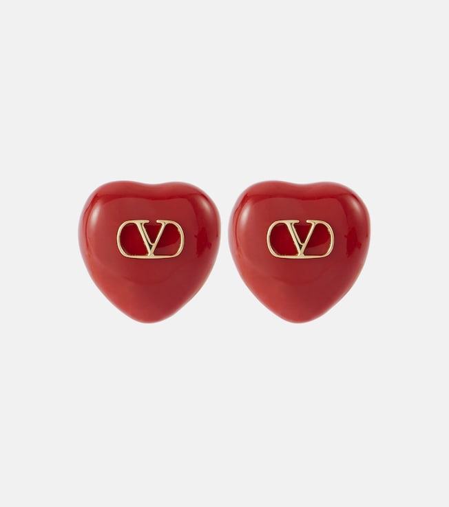 Coeur Royal enamel clip-on earrings | Valentino