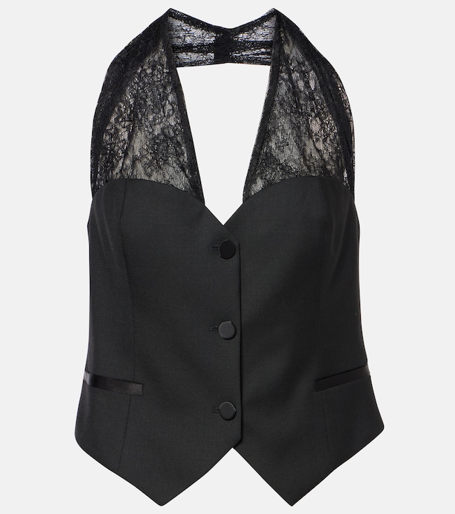 Lace-trimmed halterneck vest | Nina Ricci