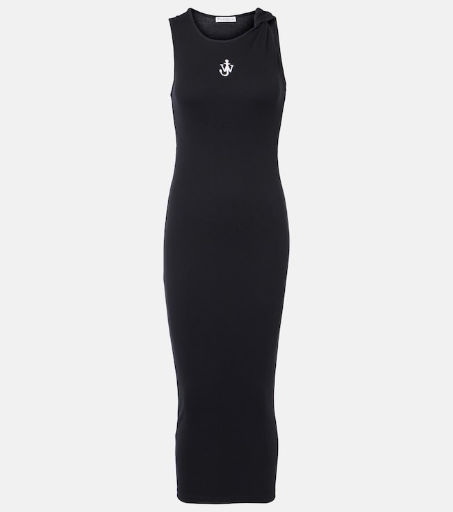 Logo embroidery cotton jersey maxi dress | JW Anderson