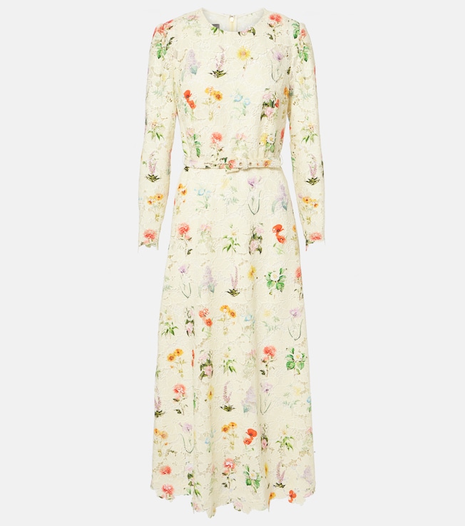 Floral lace midi dress | Monique Lhuillier
