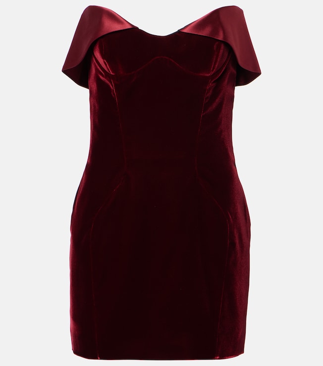 Satin-trimmed velvet minidress | Mugler