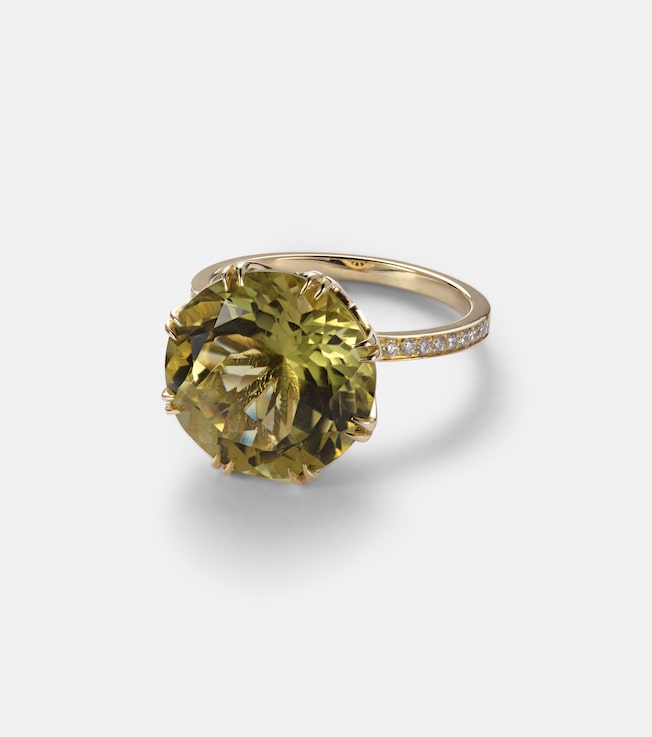 18kt gold ring with topaz and diamonds  | Ileana Makri