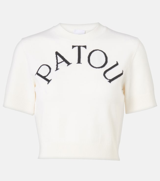 Logo jacquard wool-blend crop top | Patou