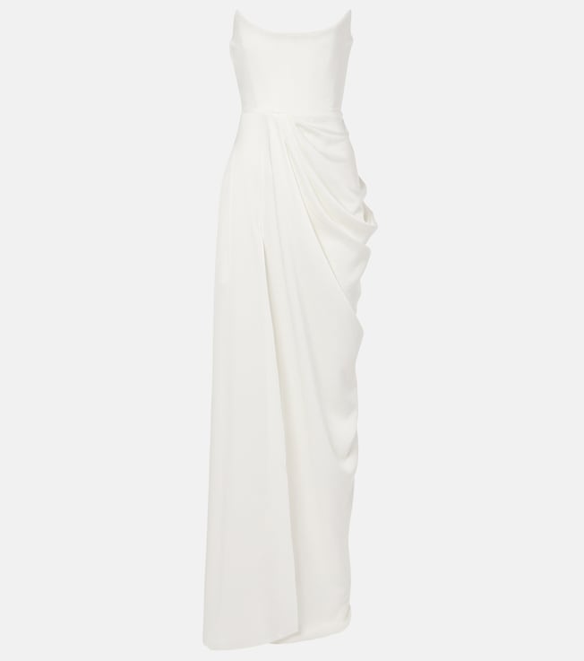 Bridal draped crêpe bustier gown | Alex Perry