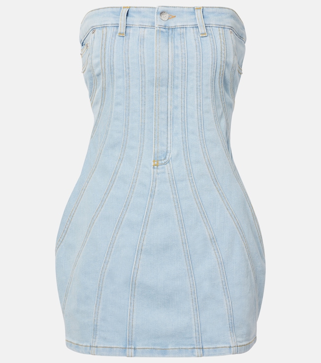 Paneled denim bustier dress | Mugler