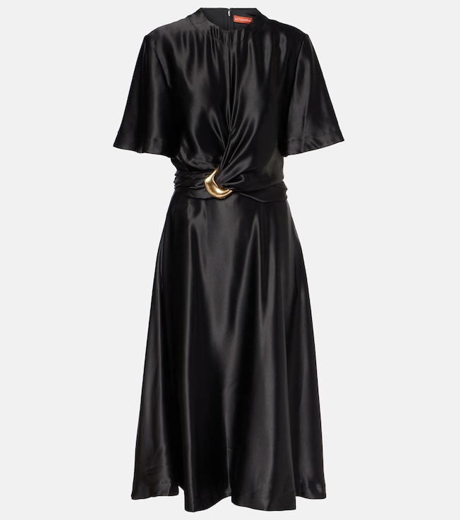 Honey belted silk satin midi dress | Altuzarra