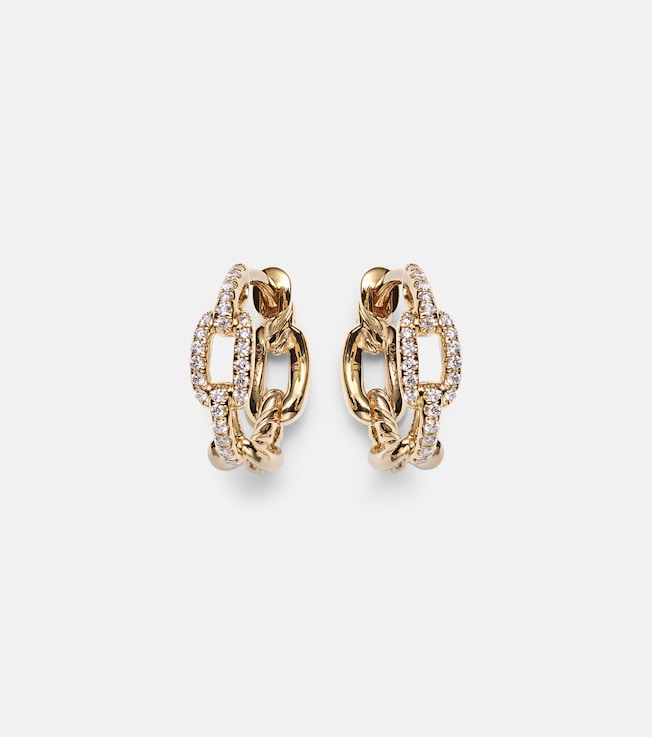 Stax Chain Link 18kt gold hoop earrings with diamonds  | David Yurman