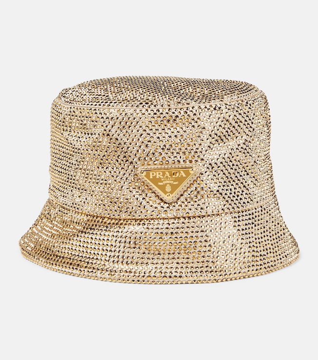 Crystal-embellished satin bucket hat | Prada