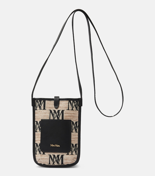 Phony leather-trimmed canvas phone pouch | Max Mara