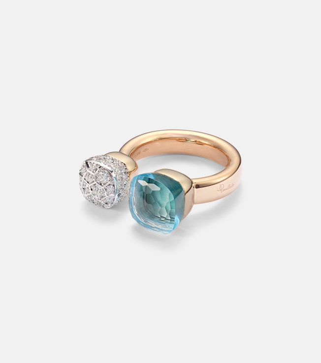 Nudo 18kt rose and white gold ring with topaz and diamonds | Pomellato