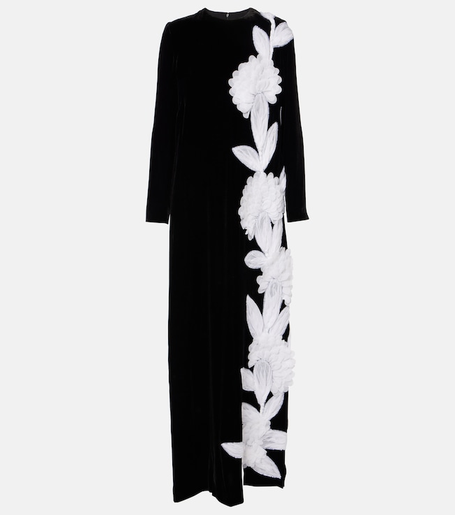 Floral appliqué crêpe gown | Costarellos