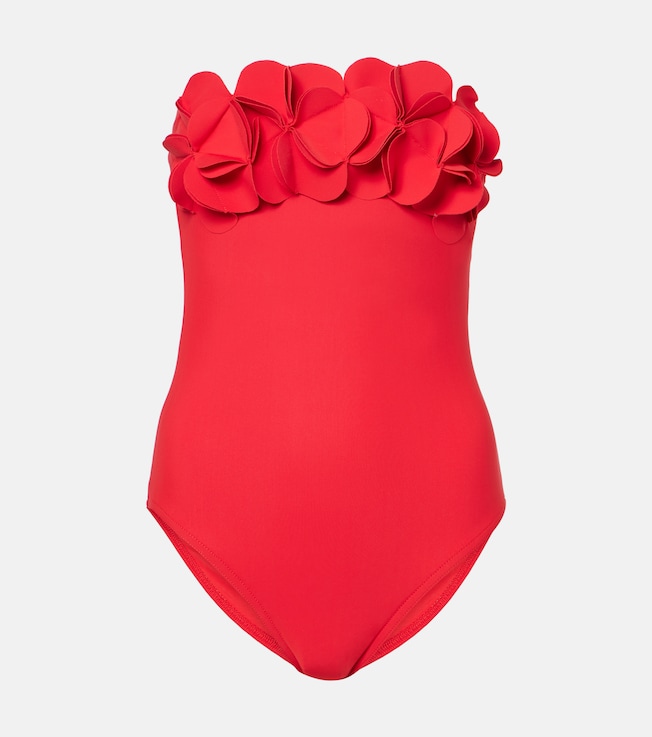 Tess floral-appliqué bandeau swimsuit | Karla Colletto