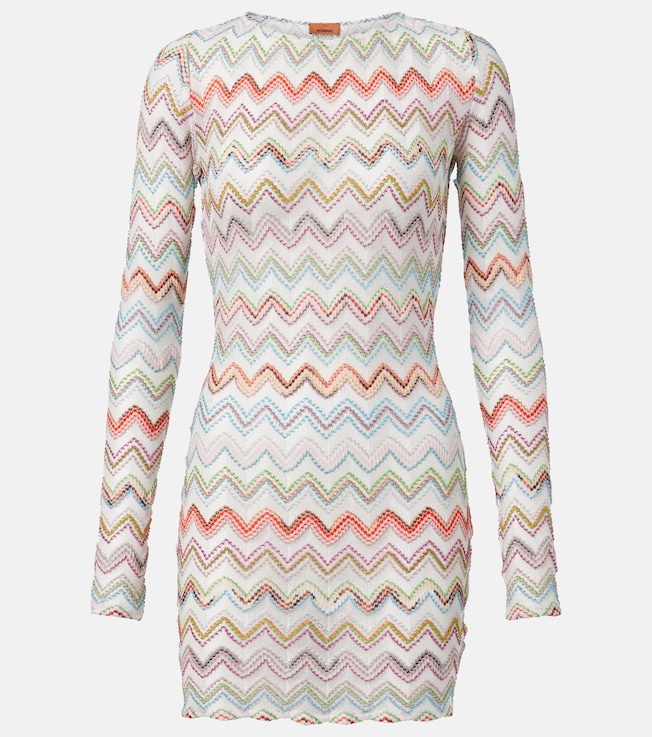 Zigzag crochet cotton-blend minidress | Missoni