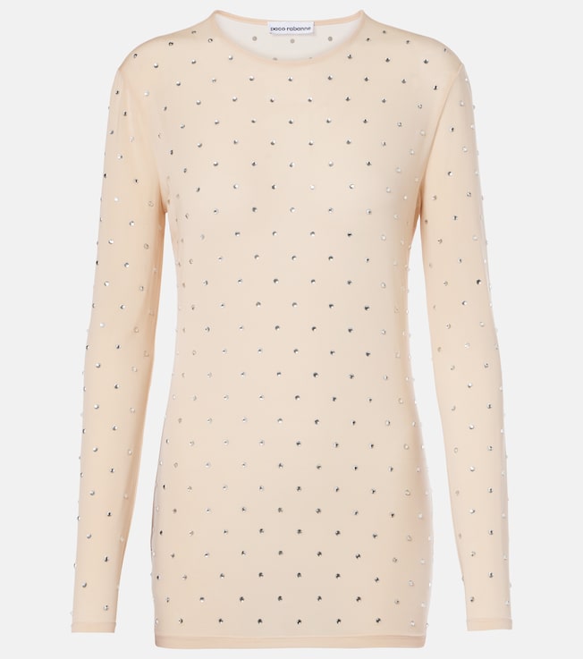 Crystal-embellished semi-sheer top | Rabanne