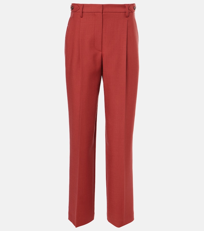 High-rise virgin wool twill straight pants | Brunello Cucinelli