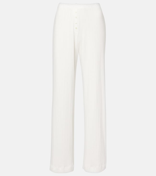 Pointelle cotton wide-leg pants | Leset