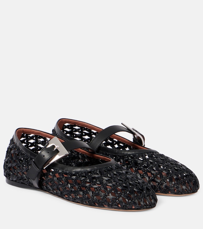 Sveva woven leather-trimmed ballet flats | Paris Texas