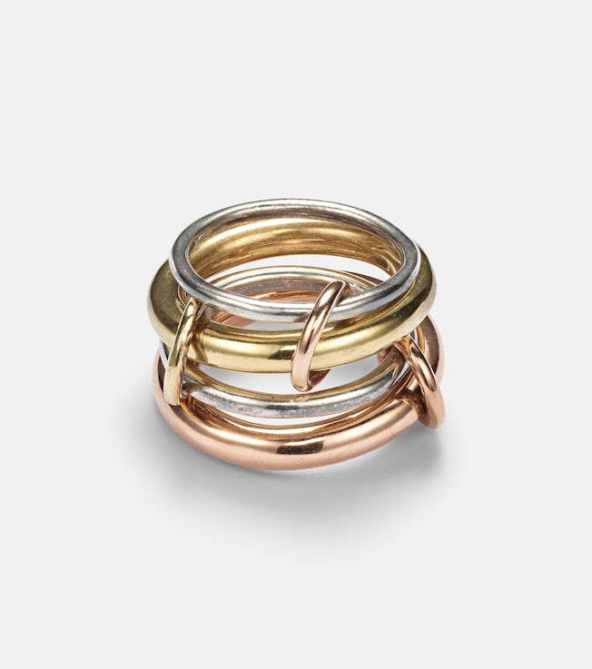 Cici Rose 18kt gold and sterling silver linked rings | Spinelli Kilcollin